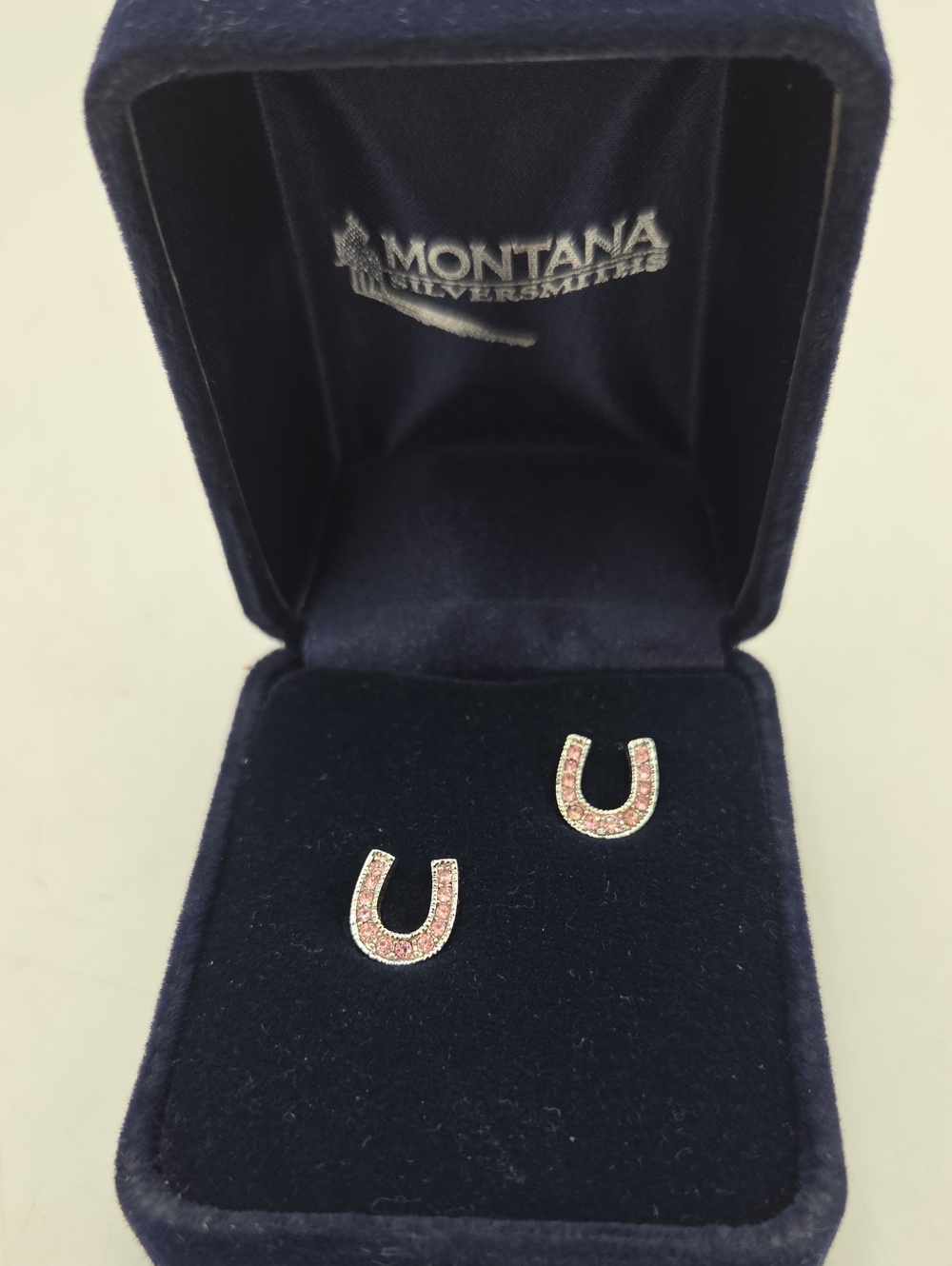 Montana Silversmiths Frosted Luck Crystal Horseshoe Post Earrings